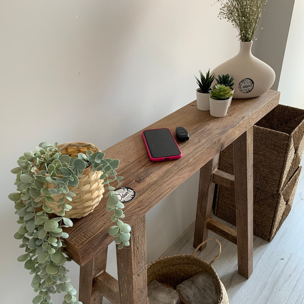 Console/sofa/Entrway table Rustic custom reclaimed Wood/Wooden/Solid/Live edge/slab luxury end/side/foyer/entry/kitchen/coffee/sehpa/ table
