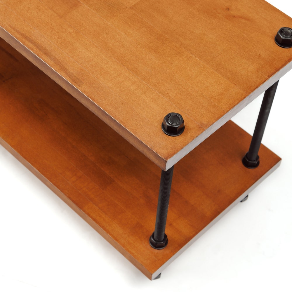 Registered design stand, 2 Tier Black Threaded Rods Stand, Handmade Record Player Stand, Industrial Vinyl Table, Media Hifi TV Unit