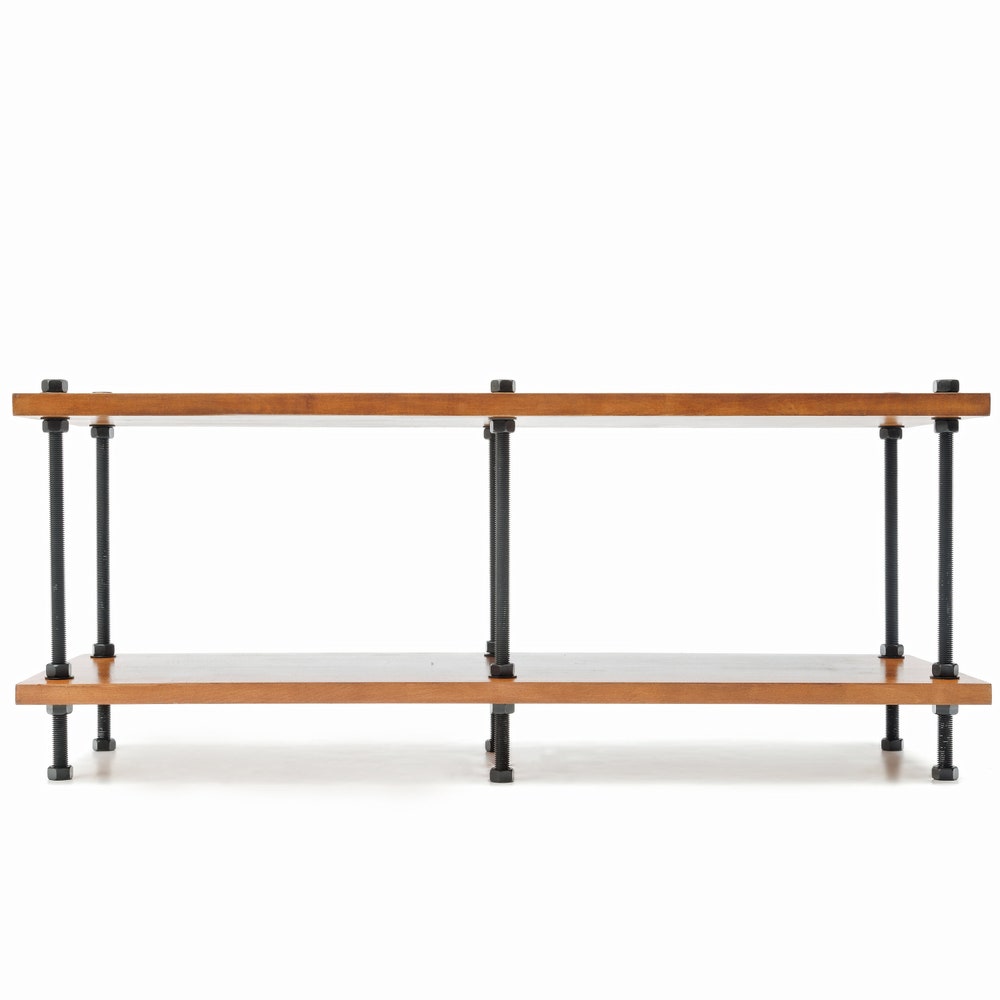 Registered design stand, 2 Tier Black Threaded Rods Stand, Handmade Record Player Stand, Industrial Vinyl Table, Media Hifi TV Unit