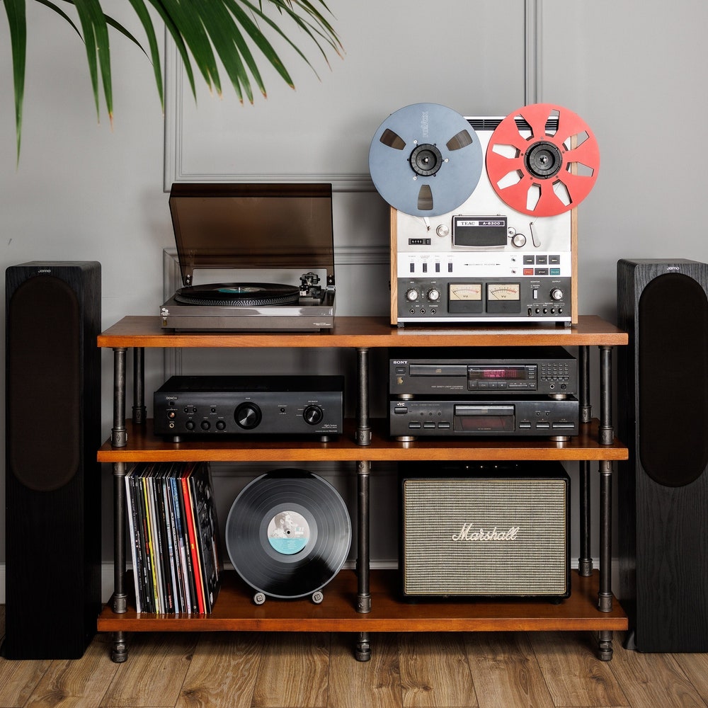 3 in 1 Registered design stand, 3 Tier Industrial Pipe Stand, Record player stand, Vinyl record storage, Audiophile rack, Record player