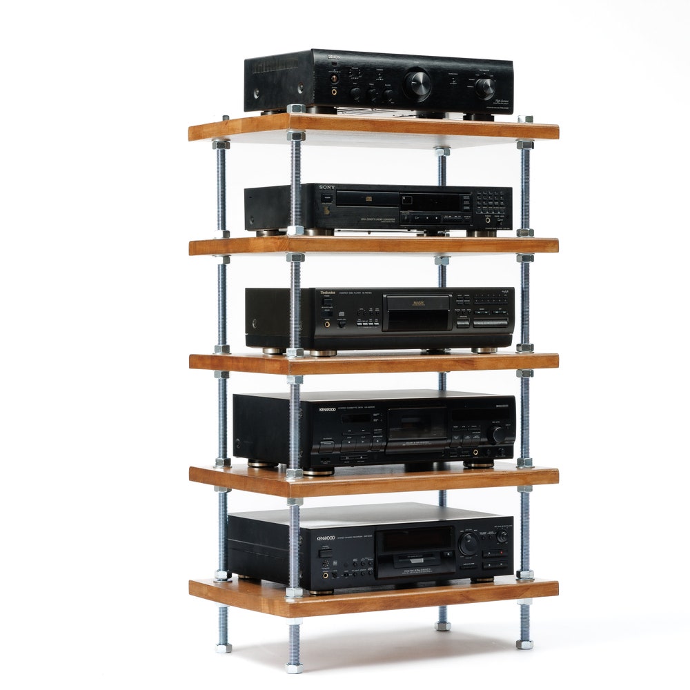 2 IN 1 Rack BEST SELLER, Simple bolts 5 Tier Threaded Rod Stand, Industrial  rod stand, vinyl stand, audio rack, Industrial turnable stand