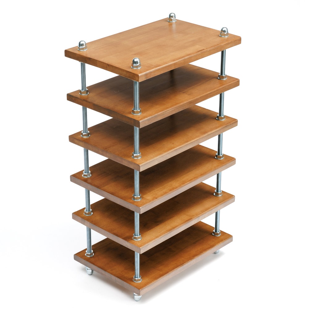 3 in 1 stand, Covered Bolts 6 Tier Threaded Rod stand, Industrial threaded rod stand, vinyl stand, audio rack, Industrial turnable stand
