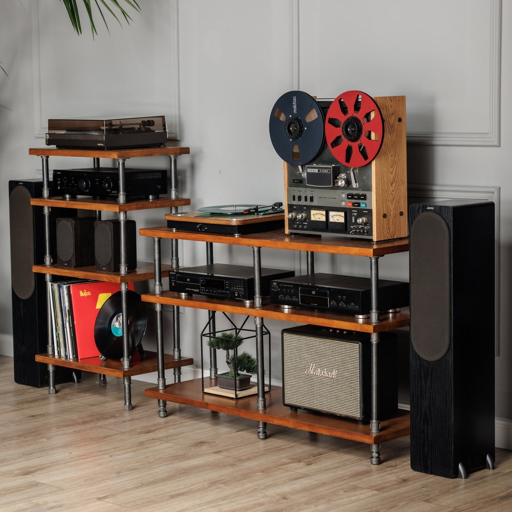 3 in 1 Registered design stand, 3 Tier Industrial Pipe Stand, Record player stand, Vinyl record storage, Audiophile rack, Record player