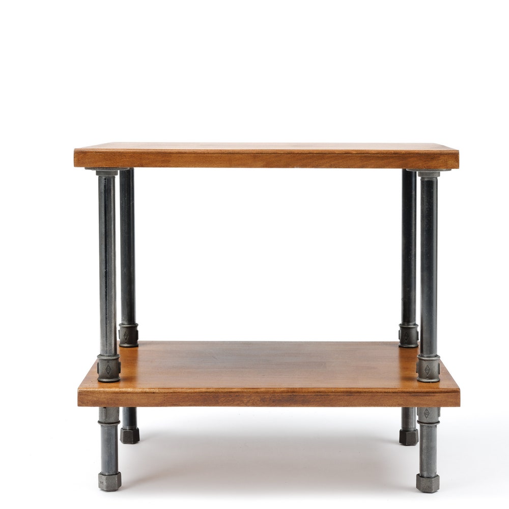 Industrial end table, reclaimed wood table,rustic end table, rustic night stand, pipe and wood end table, farmhouse table