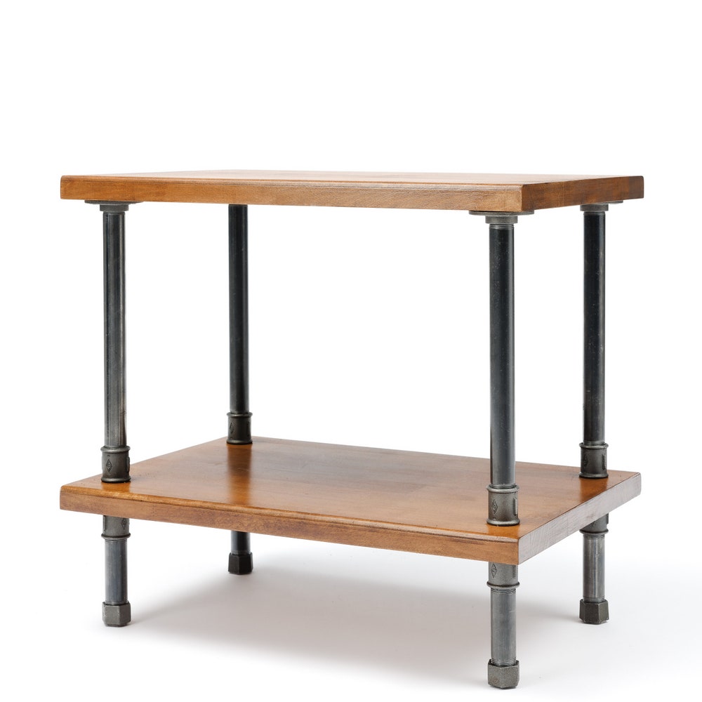 Industrial end table, reclaimed wood table,rustic end table, rustic night stand, pipe and wood end table, farmhouse table