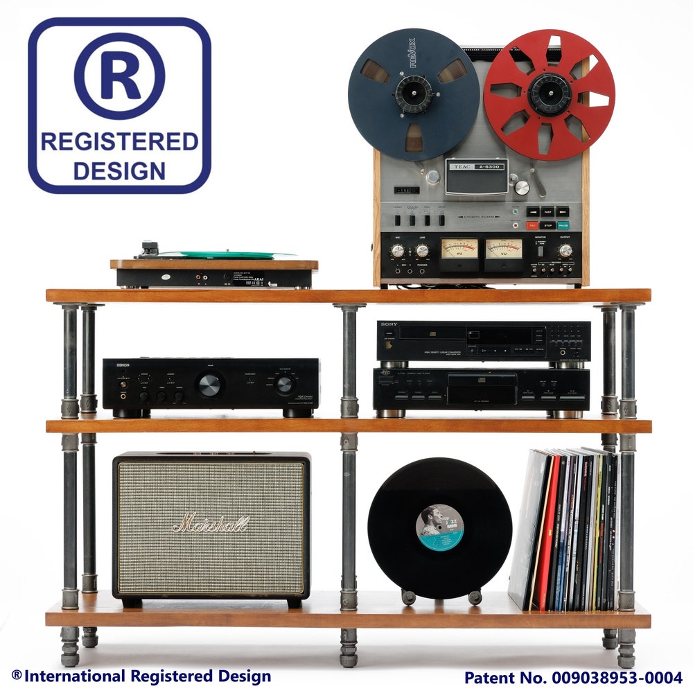4 in 1 Registered design stand, 4 Tier Industrial Pipe Stand, Record player stand, Vinyl record storage, Record cabinet, Record  console