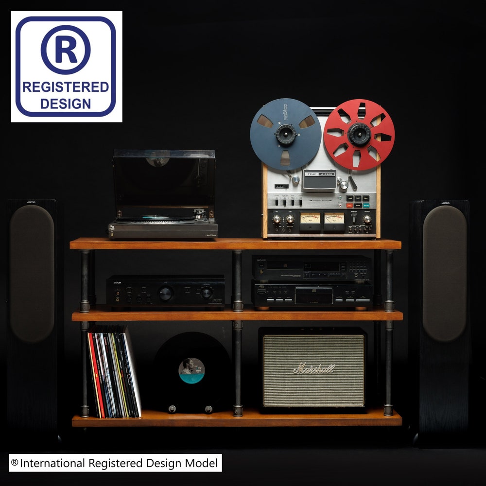 3 in 1 Registered design stand, 3 Tier Industrial Pipe Stand, Record player stand, Vinyl record storage, Audiophile rack, Record player