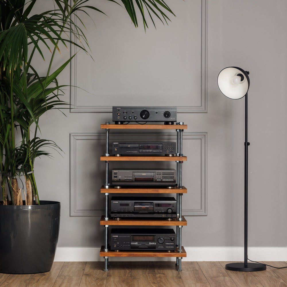 2 IN 1 Rack BEST SELLER, Simple bolts 5 Tier Threaded Rod Stand, Industrial  rod stand, vinyl stand, audio rack, Industrial turnable stand