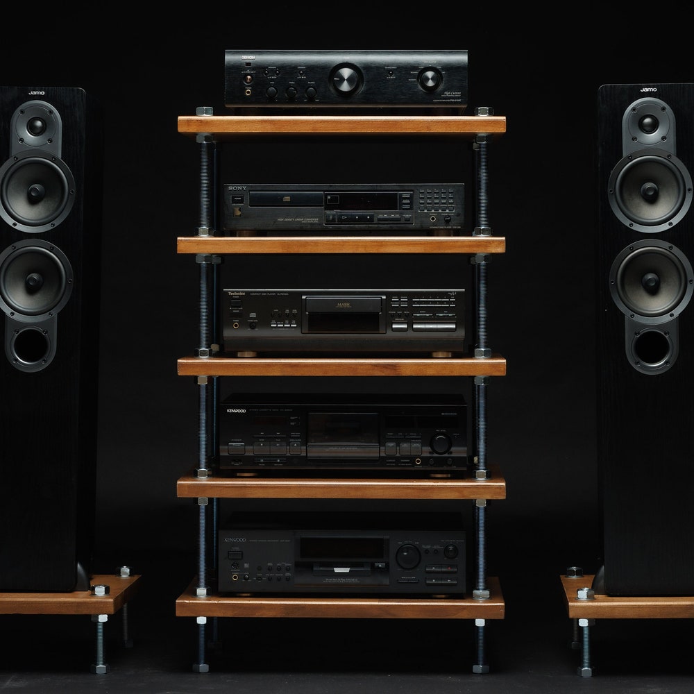 2 IN 1 Rack BEST SELLER, Simple bolts 5 Tier Threaded Rod Stand, Industrial  rod stand, vinyl stand, audio rack, Industrial turnable stand