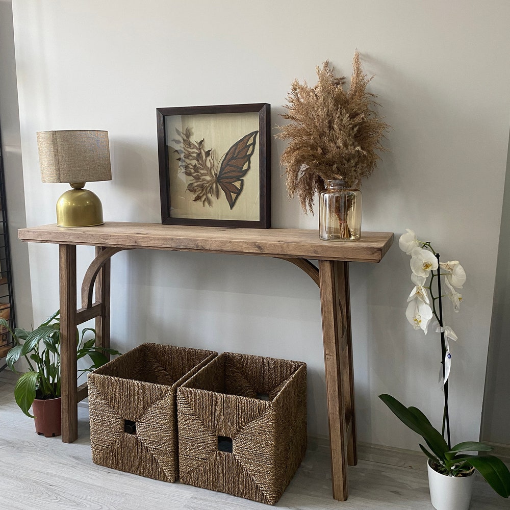 Console/Hallway/Entrway table Rustic custom reclaimed Wooden/Solid/Live edge luxury end/entry/kitchen/coffee/side/ table Gift for mom/her