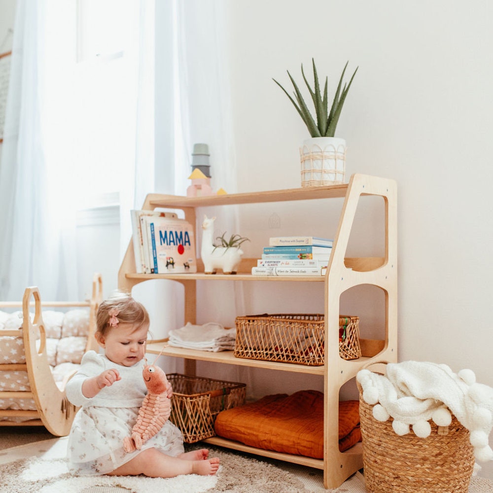 Dress up storage for toddler - Montessori kids clothing rack, Nursery shelves, Regal kinderzimmer,Baby clothing storage,Montessori furniture