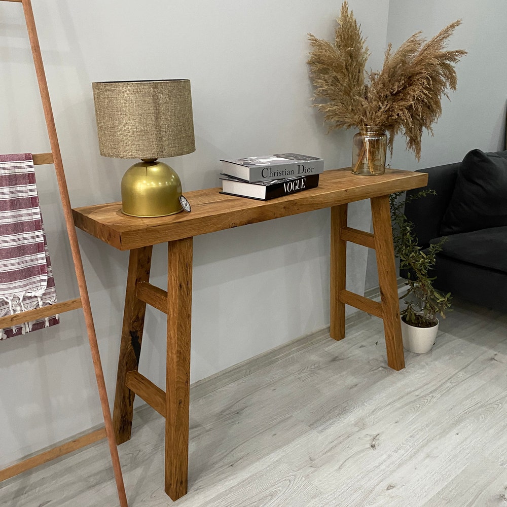 Console Table, Unique Rustic/Reclaimed Wood, Custom Farmhouse Hallway Sofa Entrway Wooden Solid Foyer Dresser Entry Table Gift for Women/Her