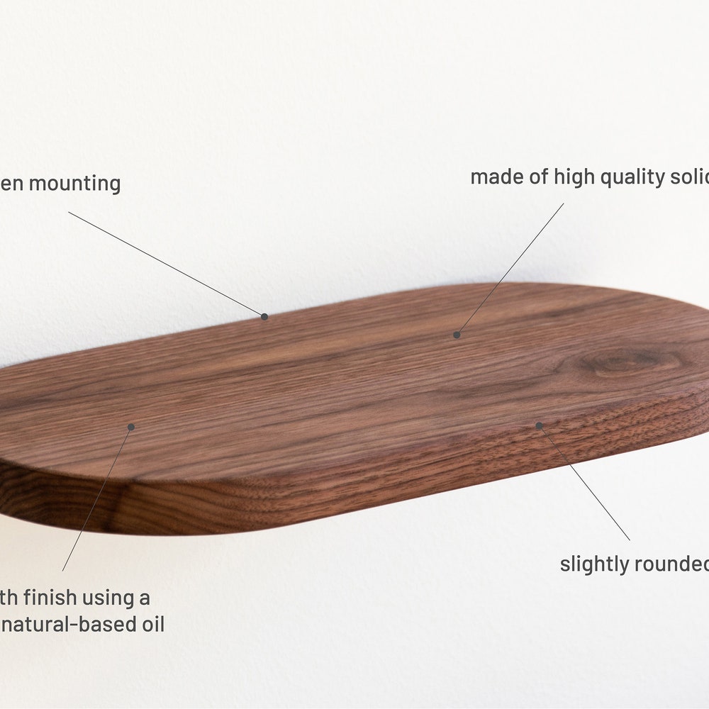 Shelf with a meaning: TWO SIDES, floating shelf made of oak or walnut