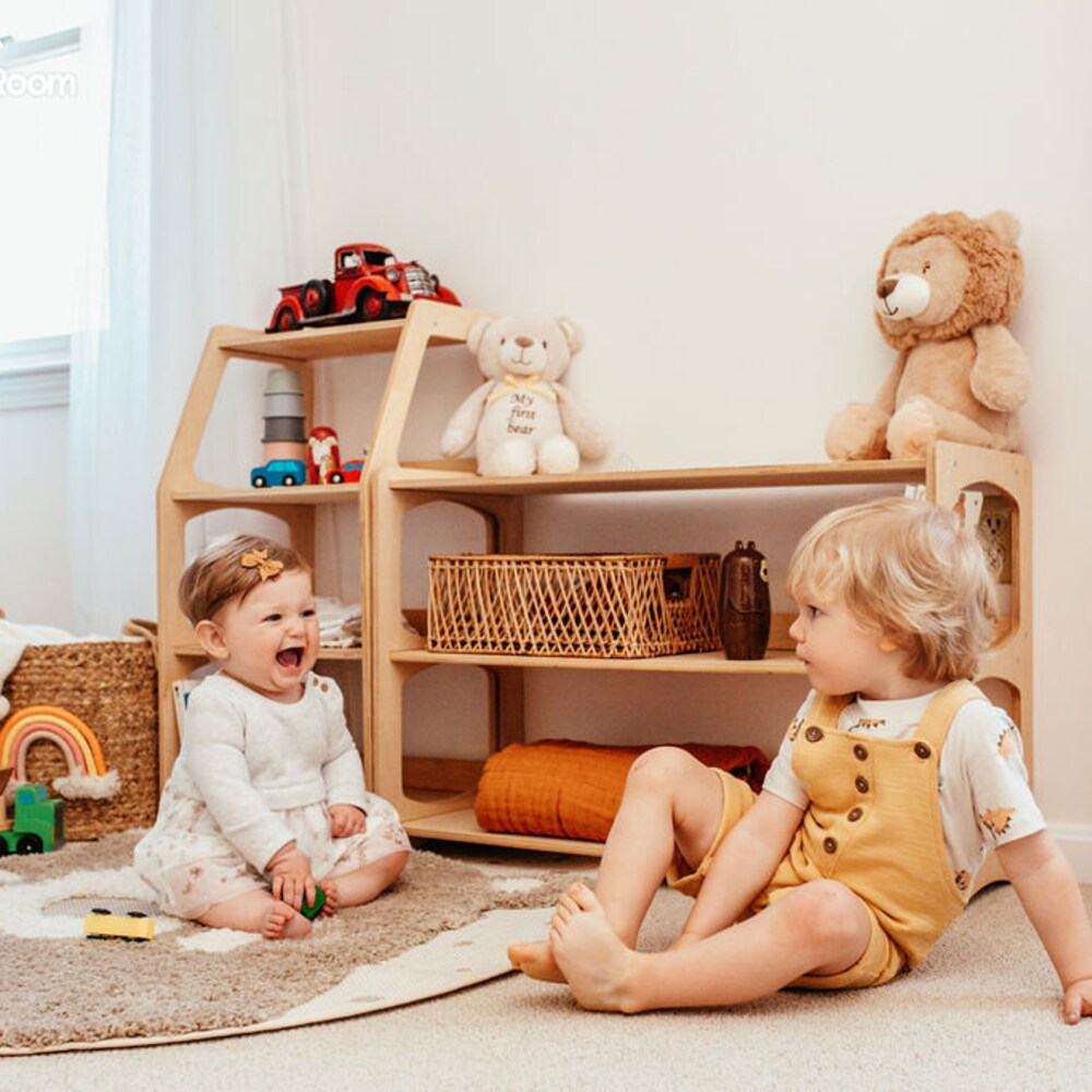 Baby first Christmas gift - Montessori furniture, Nursery shelves, Modern bookshelf, Playroom storage,  Toddler toy shelf