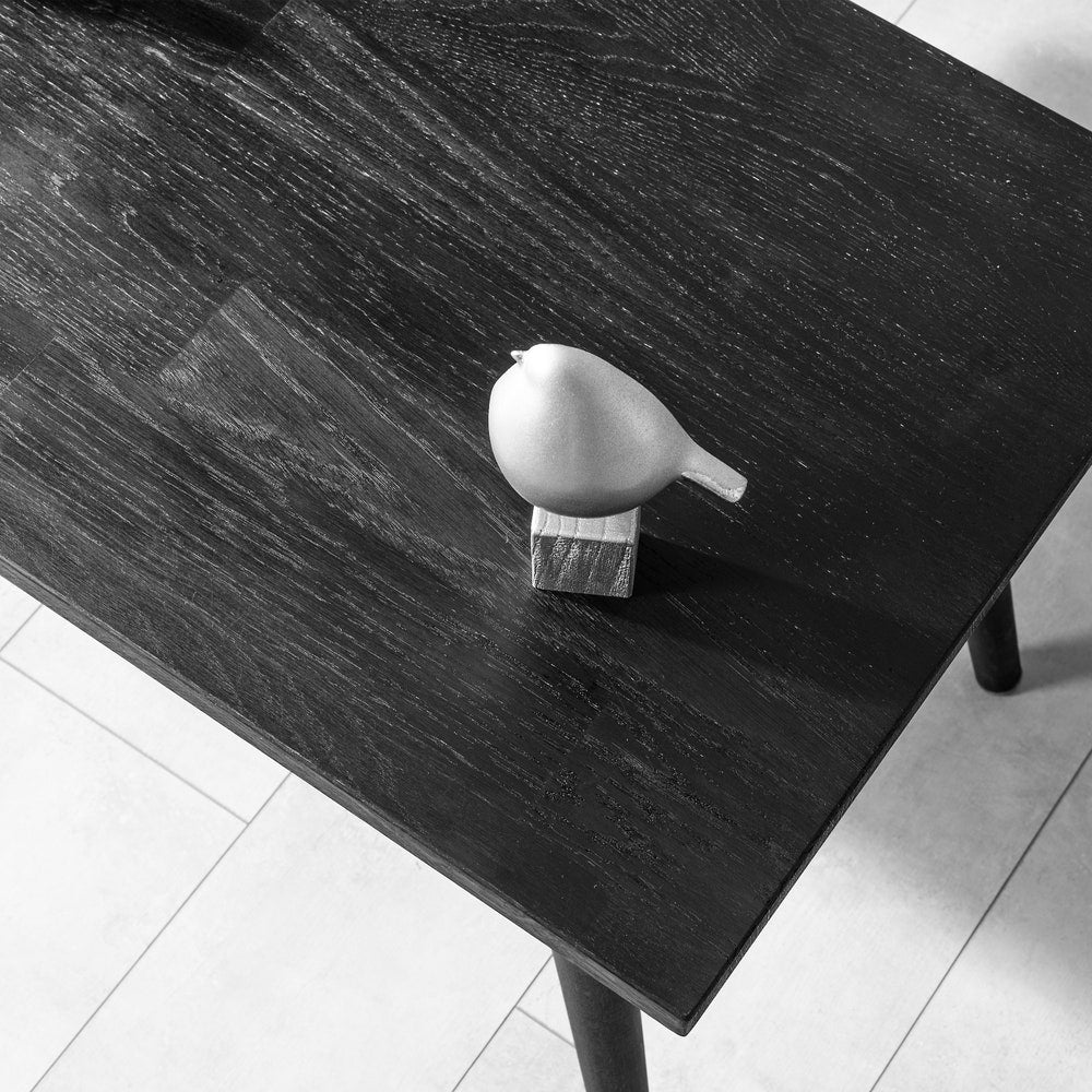 Wooden Coffee Table, Oak Center Table with Black Finish, Minimalist Rectangular Table, Solid Oak Wood Table, Living Room Furniture