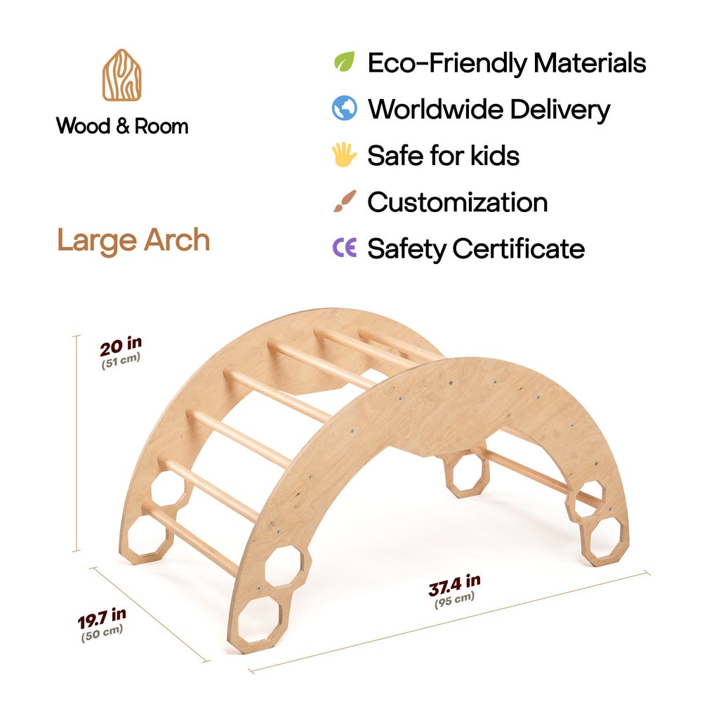 Christmas Set - Large Montessori Climbing Arch with Cushion, Montessori furniture, Baby climbing gym, Nursery home gym, Gift 1 year old