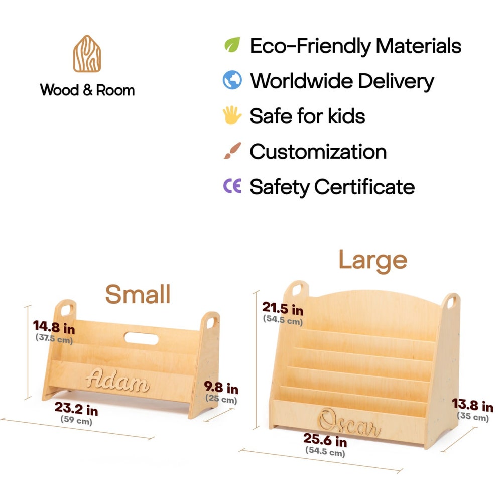 Christmas gift for 2 year old - Montessori bookcase, Toddler Playroom furniture, Nursery bookshelf, Wooden Toy storage, Indoor playground