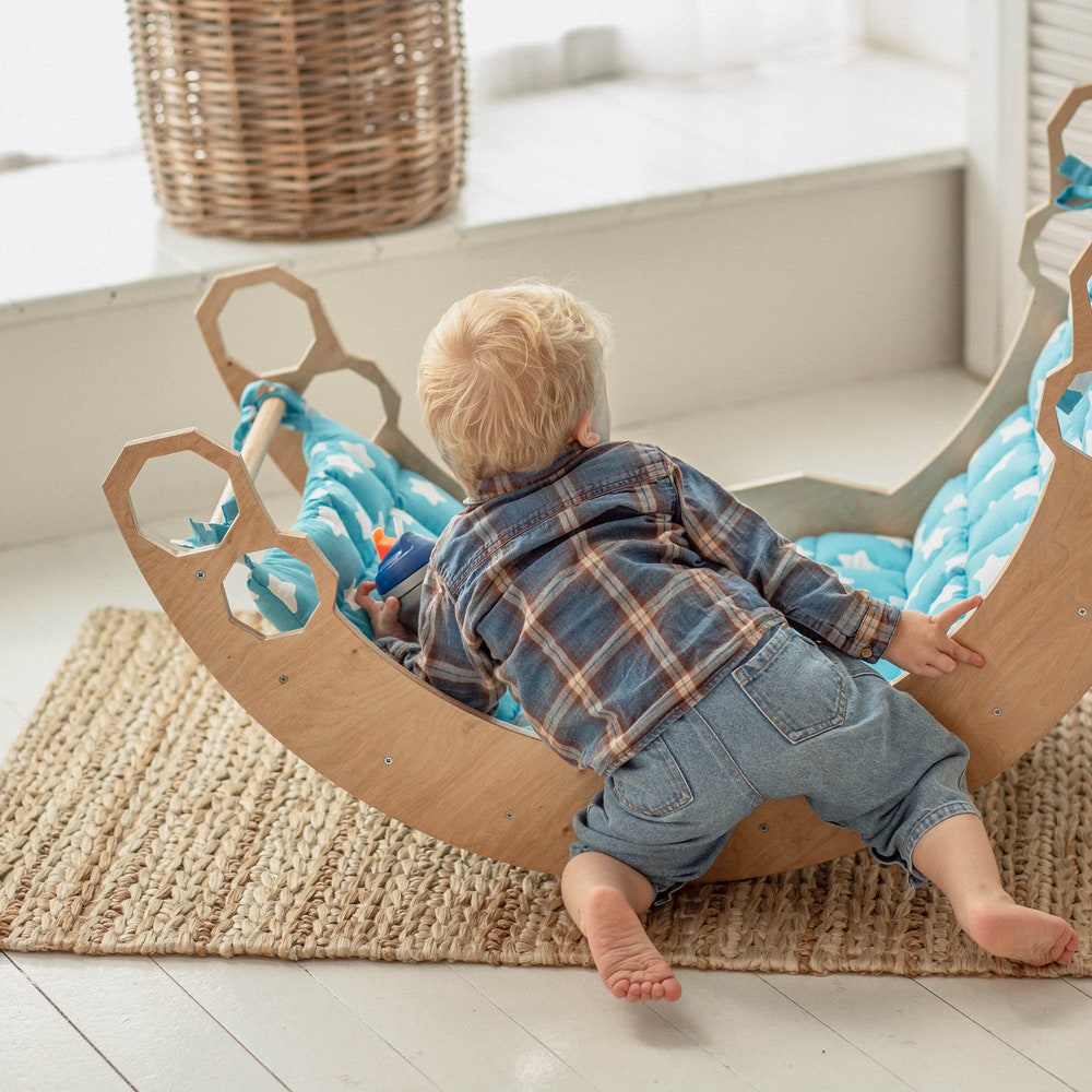 Christmas Set - Large Montessori Climbing Arch with Cushion, Montessori furniture, Baby climbing gym, Nursery home gym, Gift 1 year old