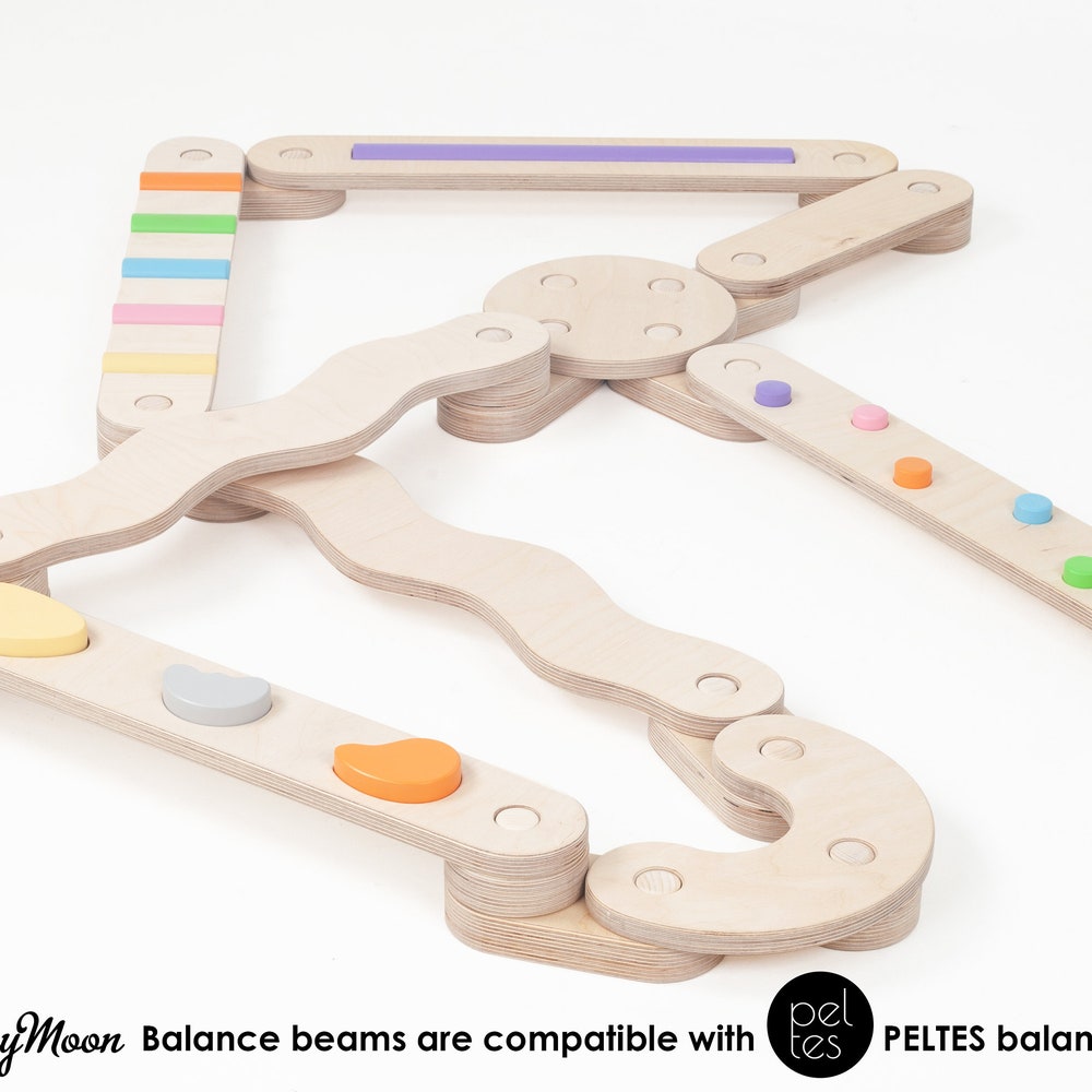 Wooden balance beam set from 6, double-sided balance beams, balance toy, Montessori, balance path, gymnastic beam, kids balance board