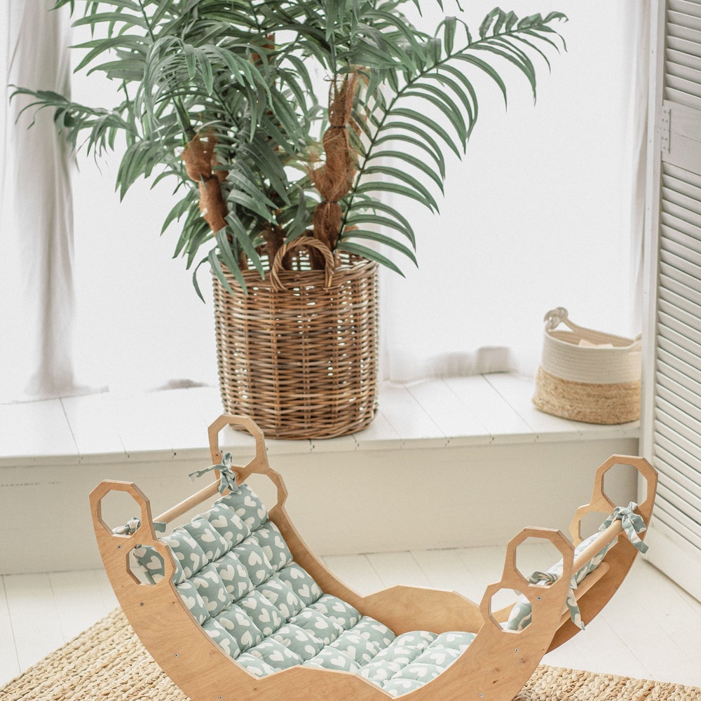 Climbing Arch with Cotton Pillow - Toddler climber, Gift for 1 year old, Montessori furniture, Baby indoor gym, Montessori rocker
