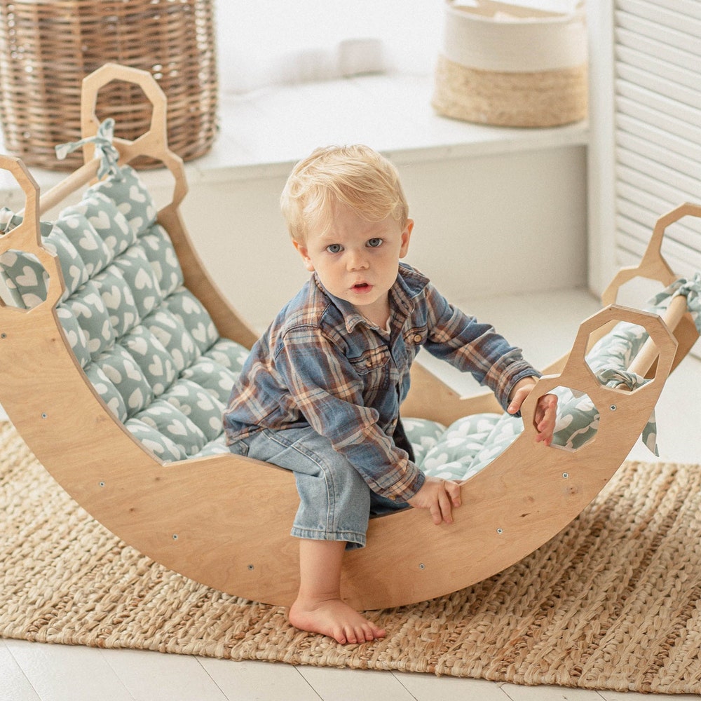 Climbing Arch with Cotton Pillow - Toddler climber, Gift for 1 year old, Montessori furniture, Baby indoor gym, Montessori rocker