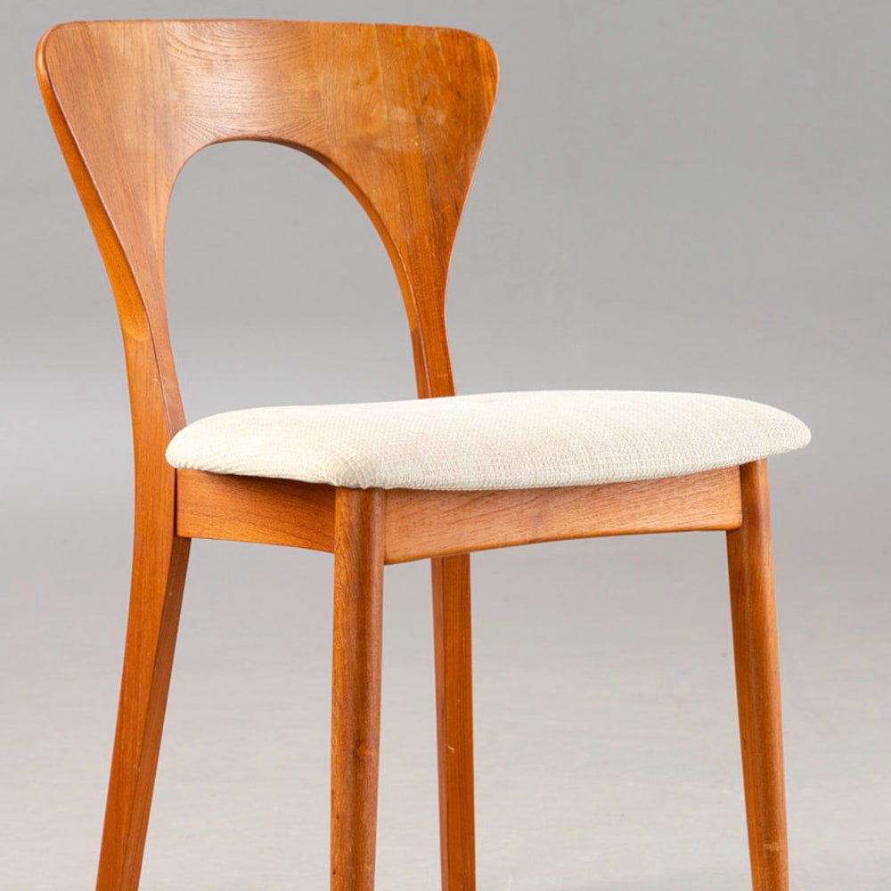 1 of 4 Danish Teak wood Chairs by Niels Koefoed, 1960s, Set of 4, Midcentury furniture, designer Dining Chair, Danish Style