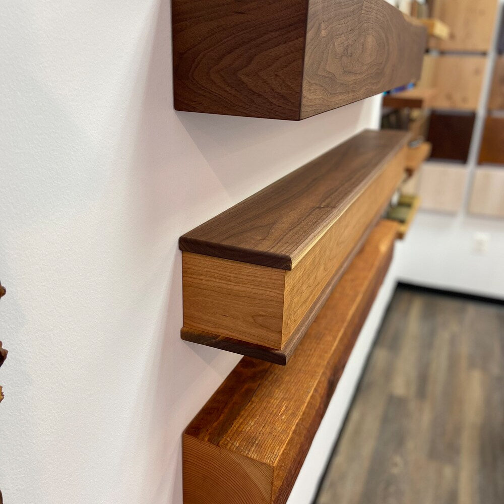 Walnut + Cherry Box Mantel, Box Mantel, Floating Mantel, Wooden Floating, Wooden Mantlepiece, Fireplace Mantel, Living Room Mantel