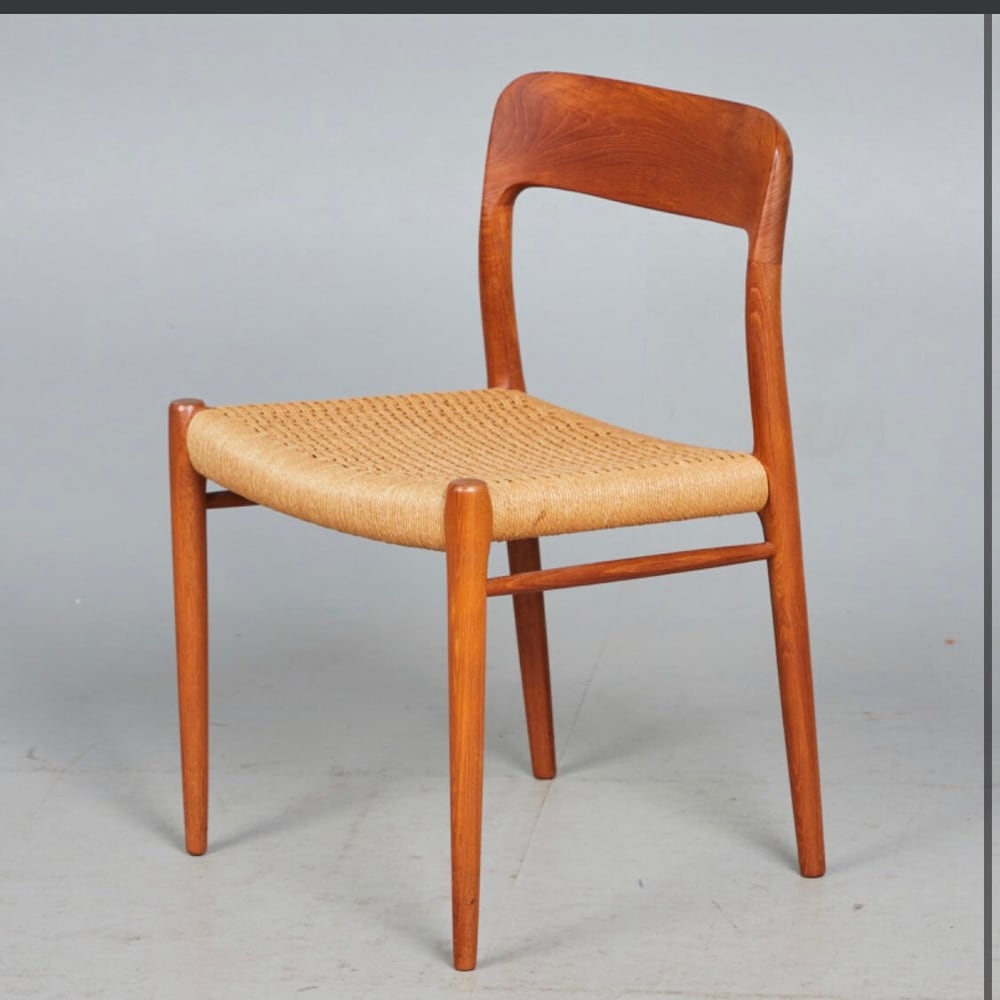 1 of 6 Niels Otto Møller chair Danish Teak Chairs, Model 75, 60s, Midcentury furniture, designer Dining Chair, made in Denmark, boho scandi