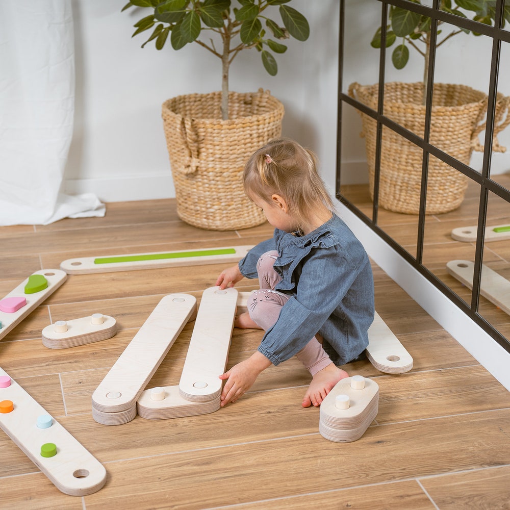 Wooden balance beam set from 6, double-sided balance beams, balance toy, Montessori, balance path, gymnastic beam, kids balance board