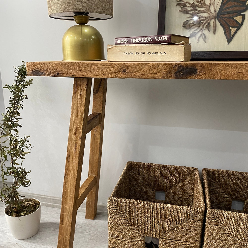 Console Table, Unique Rustic/Reclaimed Wood, Custom Farmhouse Hallway Sofa Entrway Wooden Solid Foyer Dresser Entry Table Gift for Women/Her