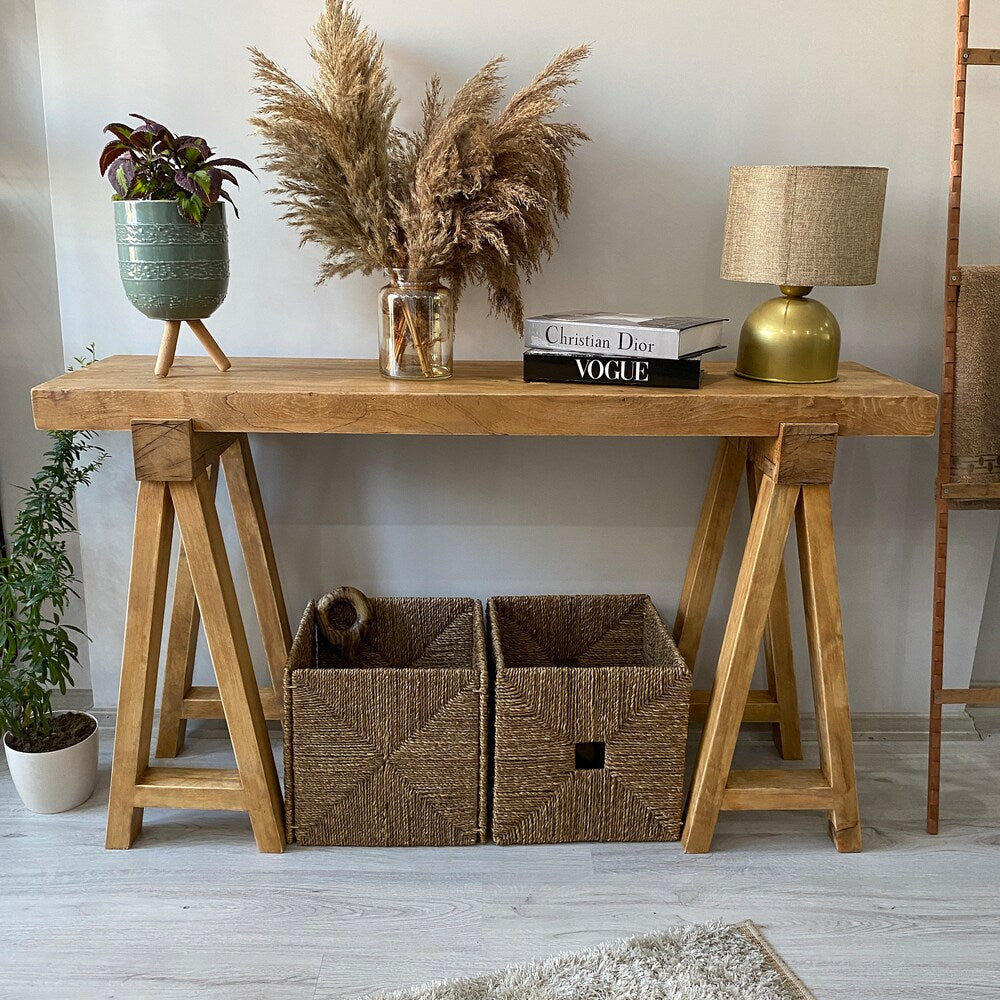 Console/sofa/Entrway table Rustic custom reclaimed Wood/Wooden/Solid/Live edge/slab luxury end/side/foyer/entry/kitchen/coffee/sehpa/ table