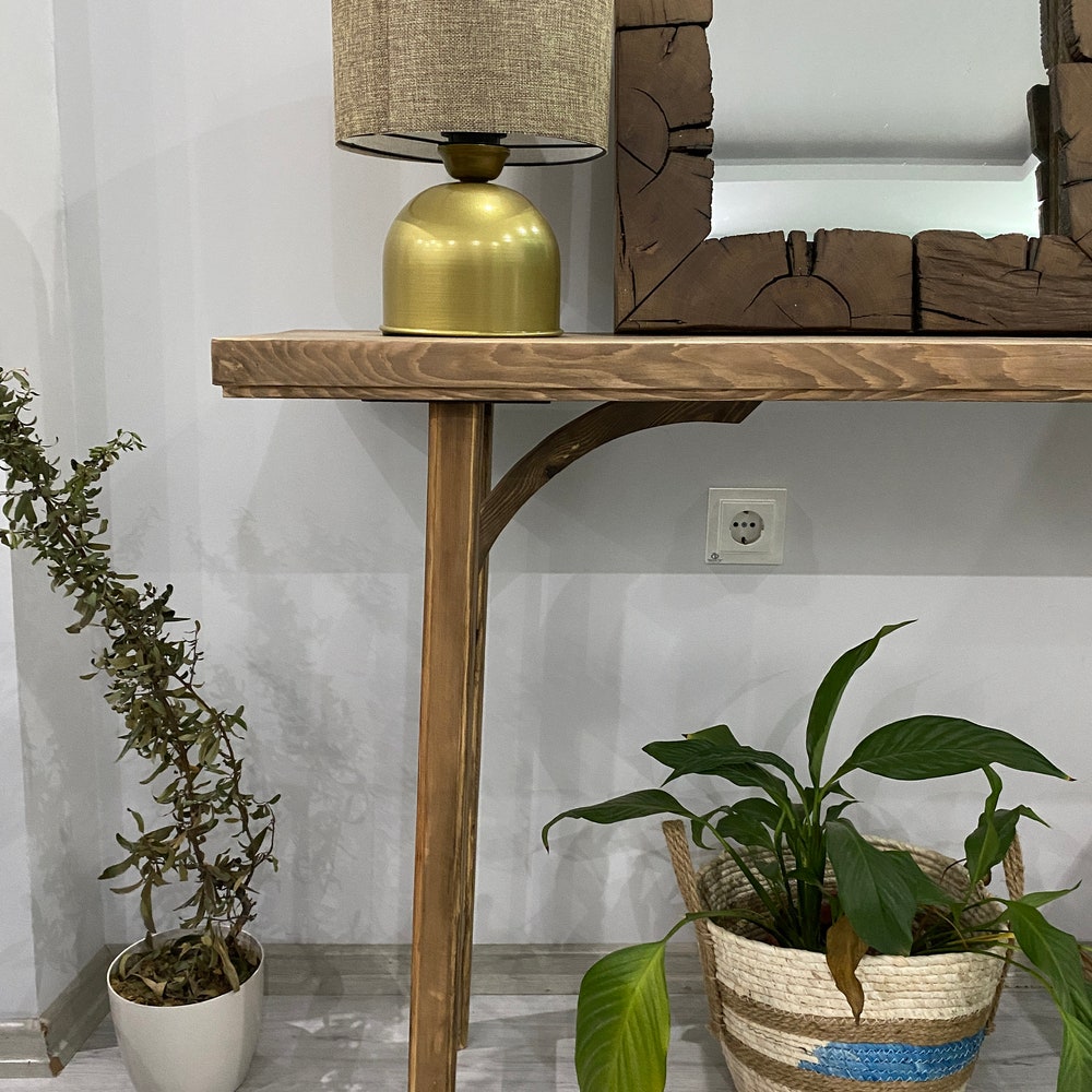 Console/sofa/Entrway table Rustic custom reclaimed Wood/Wooden/Solid/Live edge/slab luxury end/side/foyer/entry/kitchen/coffee/sehpa/ table