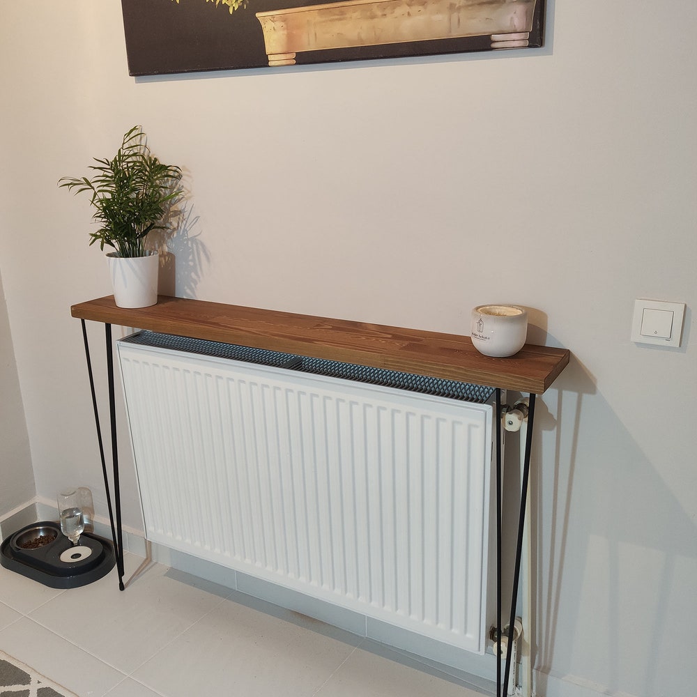 Wooden rustic hallway table,Narrow console table with hairpin legs.