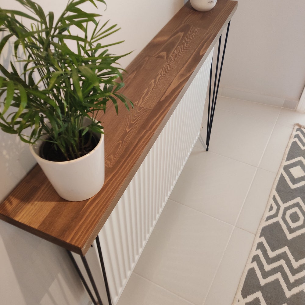 Wooden rustic hallway table,Narrow console table with hairpin legs.