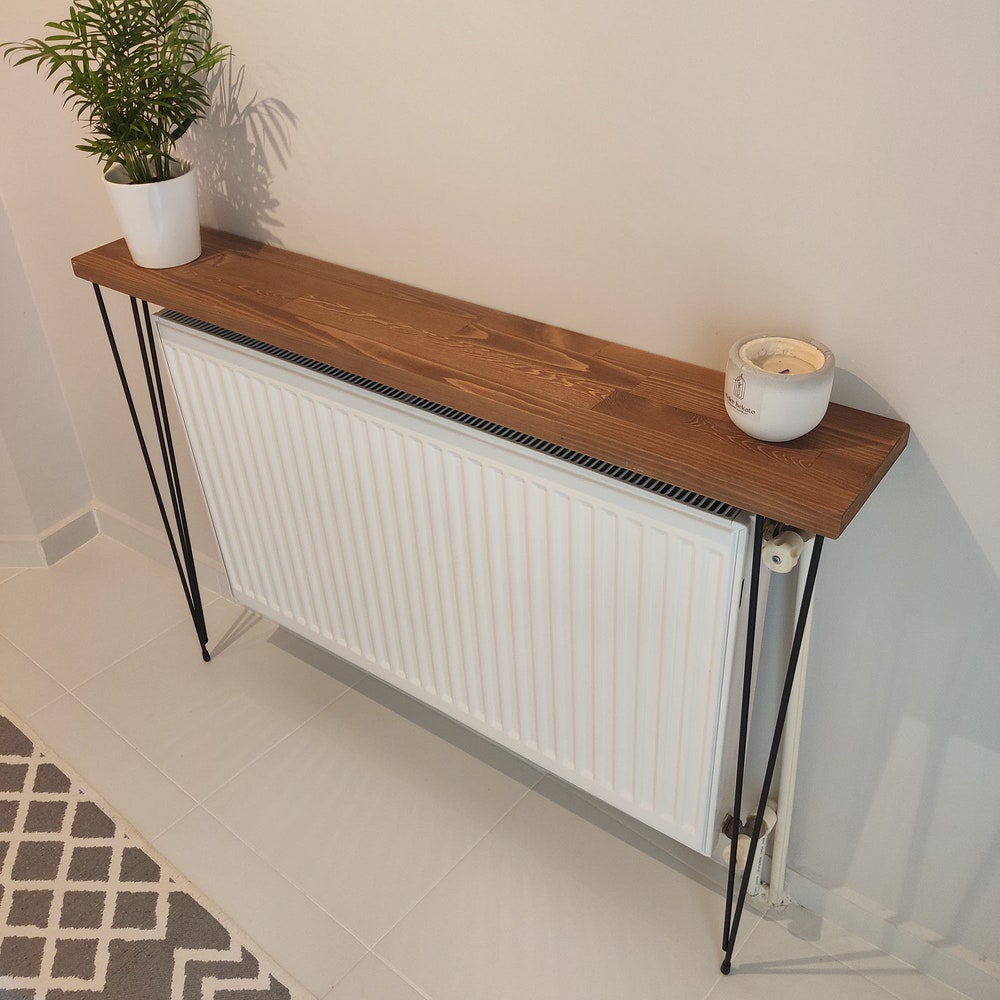 Wooden rustic hallway table,Narrow console table with hairpin legs.