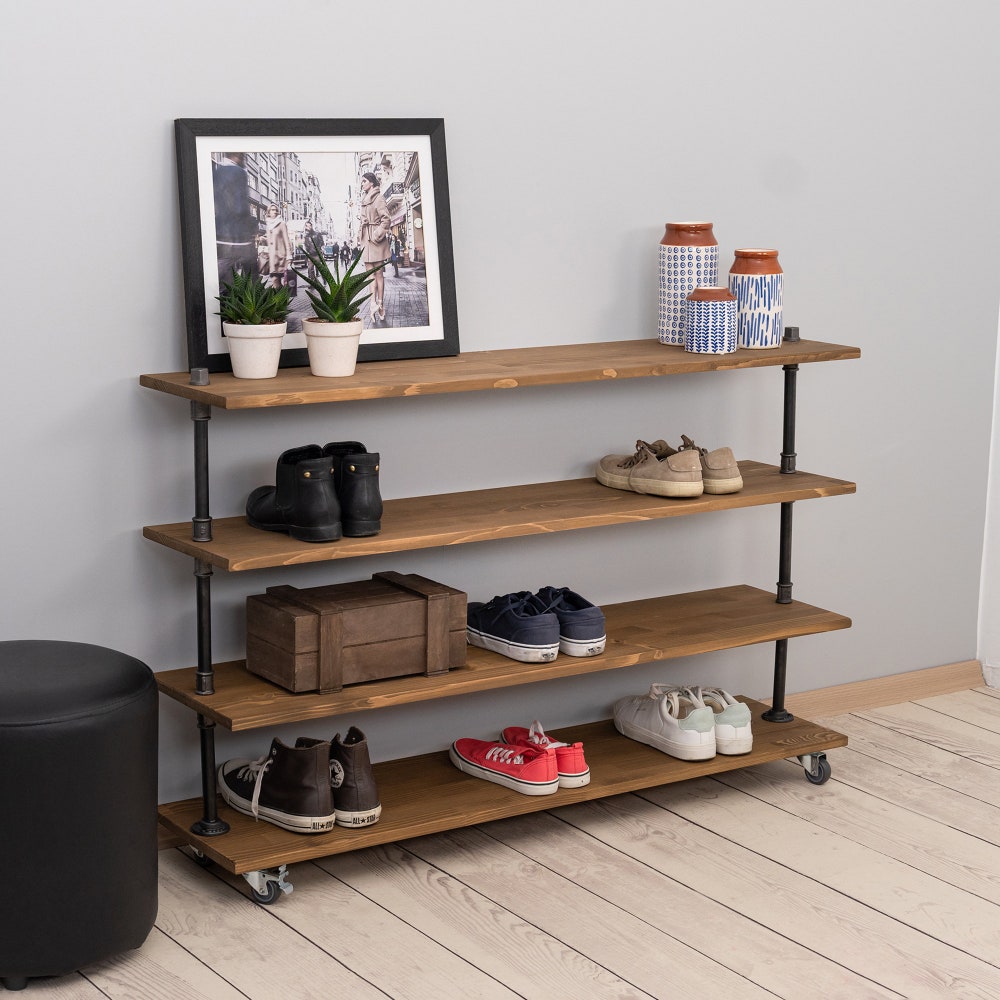 Wheeled shoe rack- shoe storage - Entryway Organizer- Shoe Organizer - Shoe Rack - Entryway Bench - Entryway furniture - Sneaker Storage,