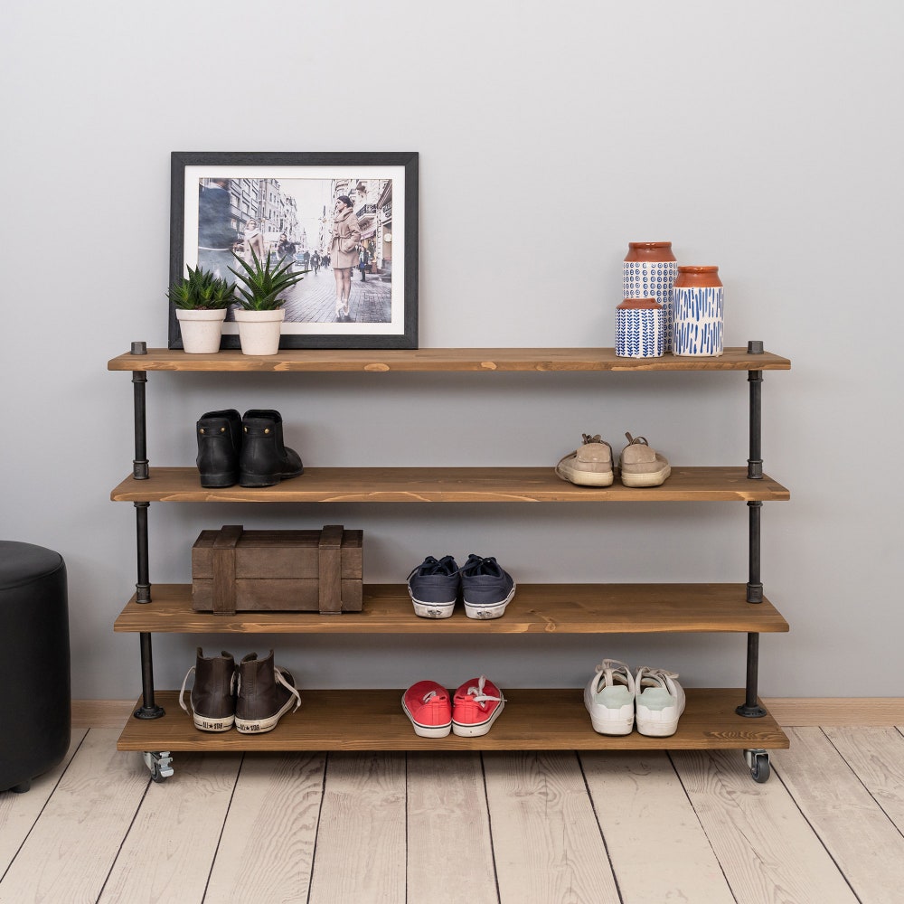 Wheeled shoe rack- shoe storage - Entryway Organizer- Shoe Organizer - Shoe Rack - Entryway Bench - Entryway furniture - Sneaker Storage,