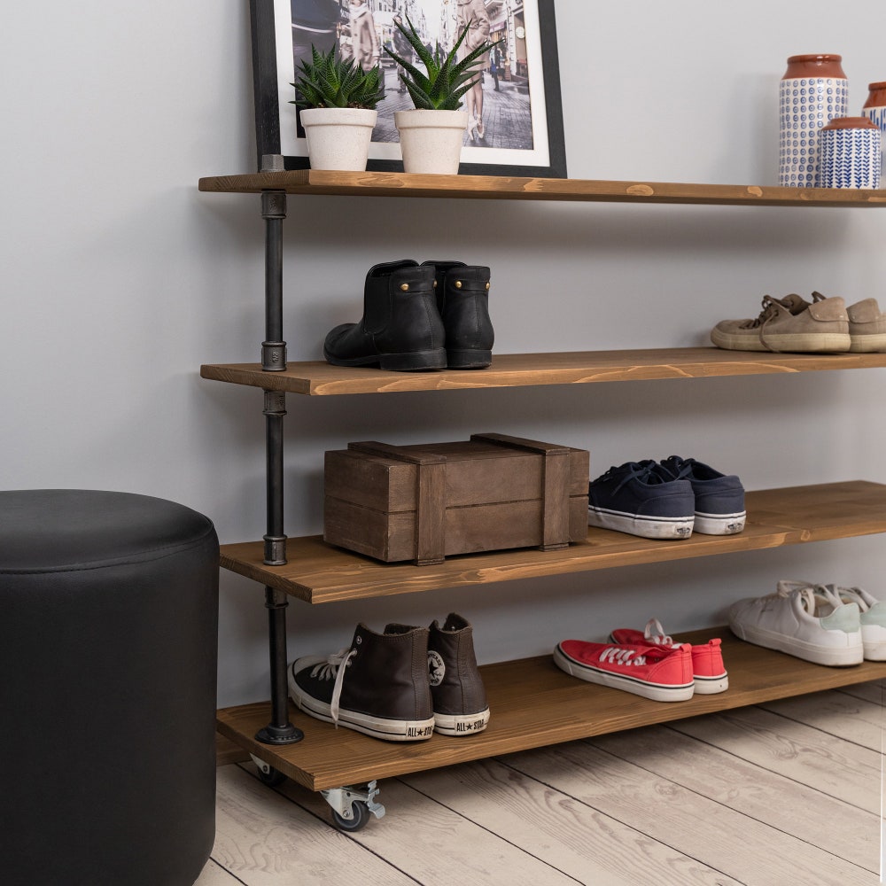 Wheeled shoe rack- shoe storage - Entryway Organizer- Shoe Organizer - Shoe Rack - Entryway Bench - Entryway furniture - Sneaker Storage,