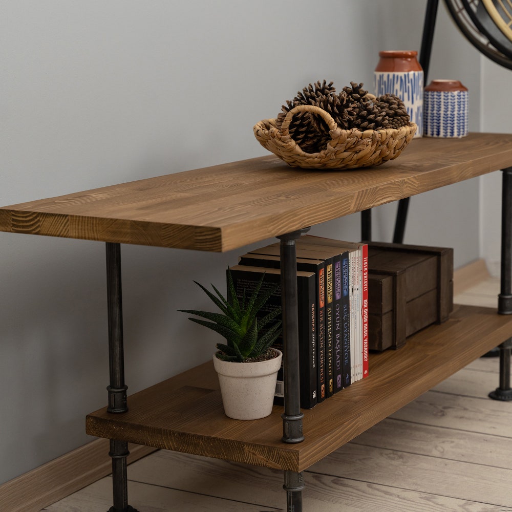 Wood and Metal Tv Unit -Mass / Industrial Tv Stand / Loft Tv Console  | media console |  rustic TV stand |industrial stylish furniture