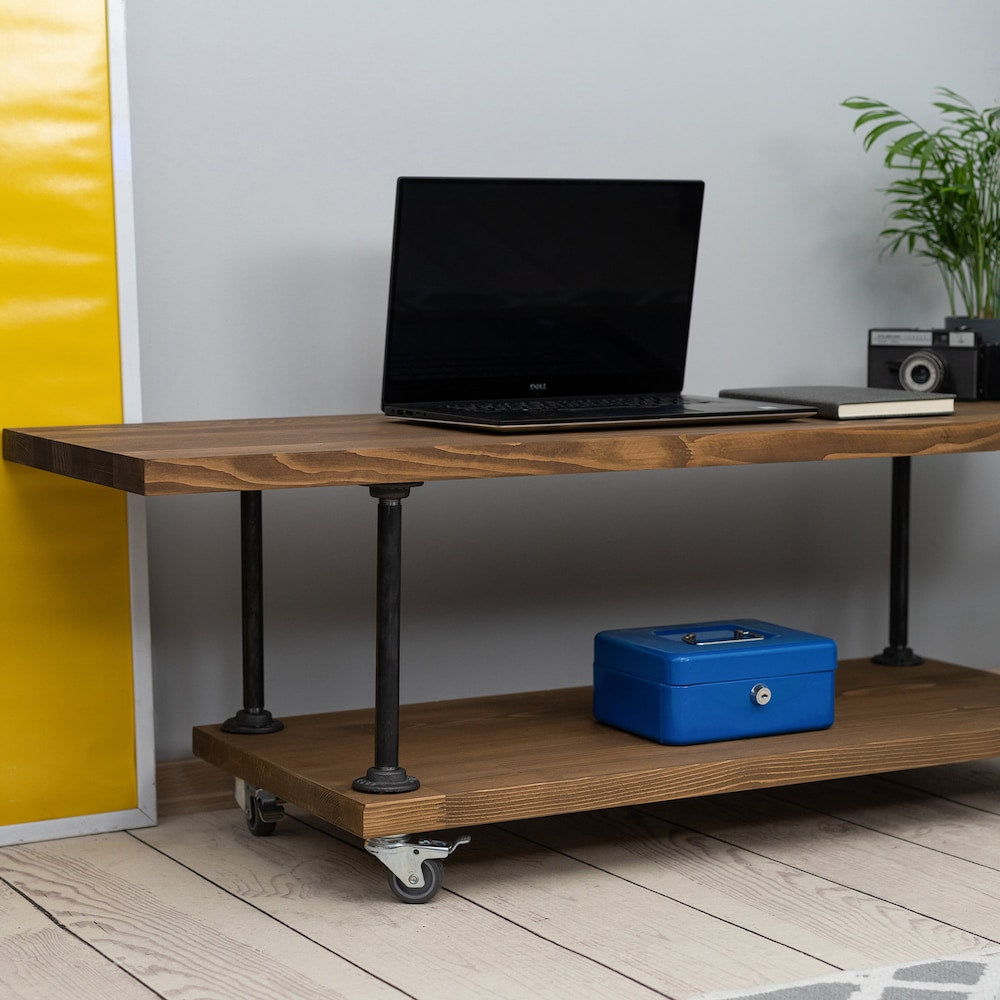 wheel tv stand,Wood and Metal Tv Unit -Mass / Industrial Tv Stand / Loft Tv Console  | media console |  rustic TV stand |