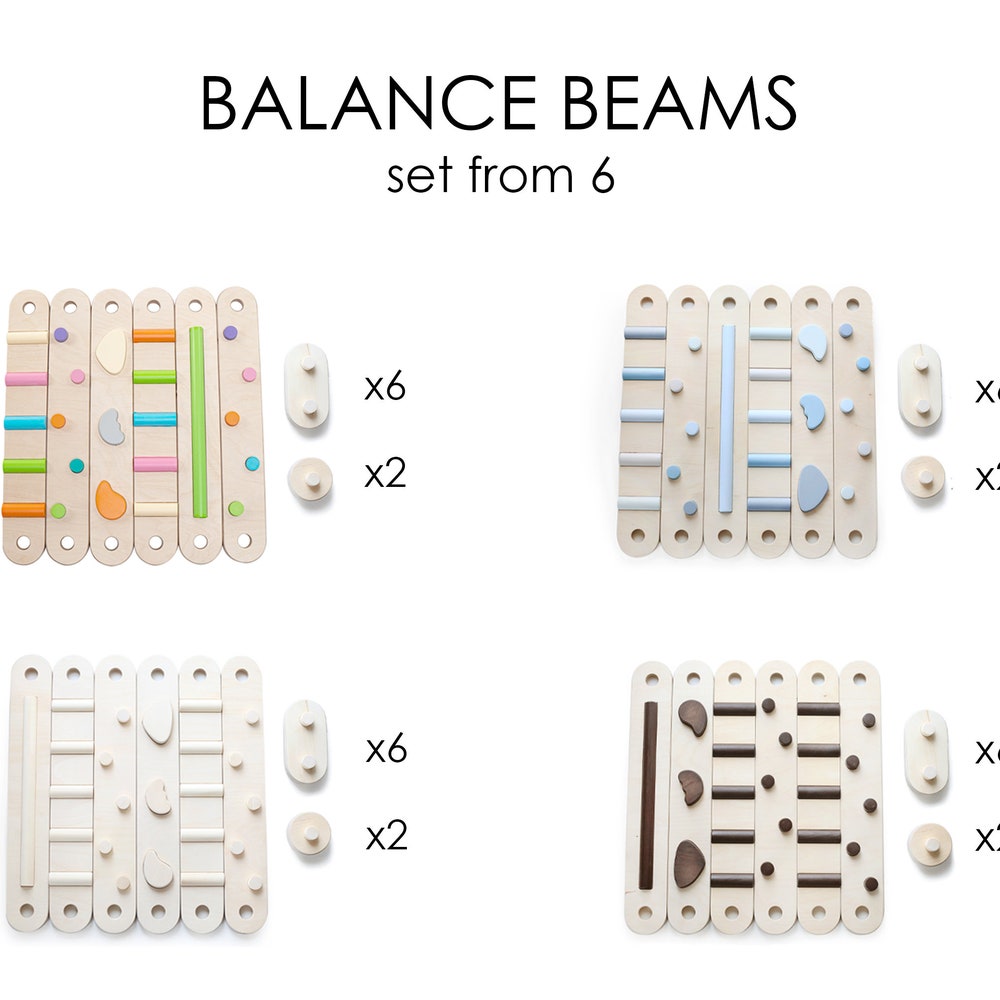 Balance beam set from 6 beams, double sided balance beam set for kid, balance path, toddler balance board, balance toy, Montessori balance
