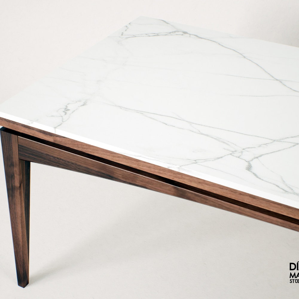 Art deco marble dinning table, farm house table, marble table, dinning room table, wood dinning table with marble top, mid century furniture