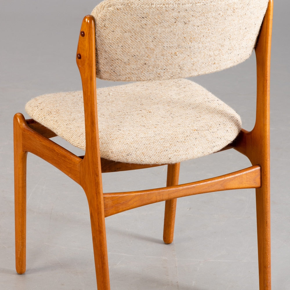 1 of 6 Danish Teak wood Chairs by Erik Buch, 1960s, Midcentury furniture, vintage designer Dining Chair, Boho scandinavian Style