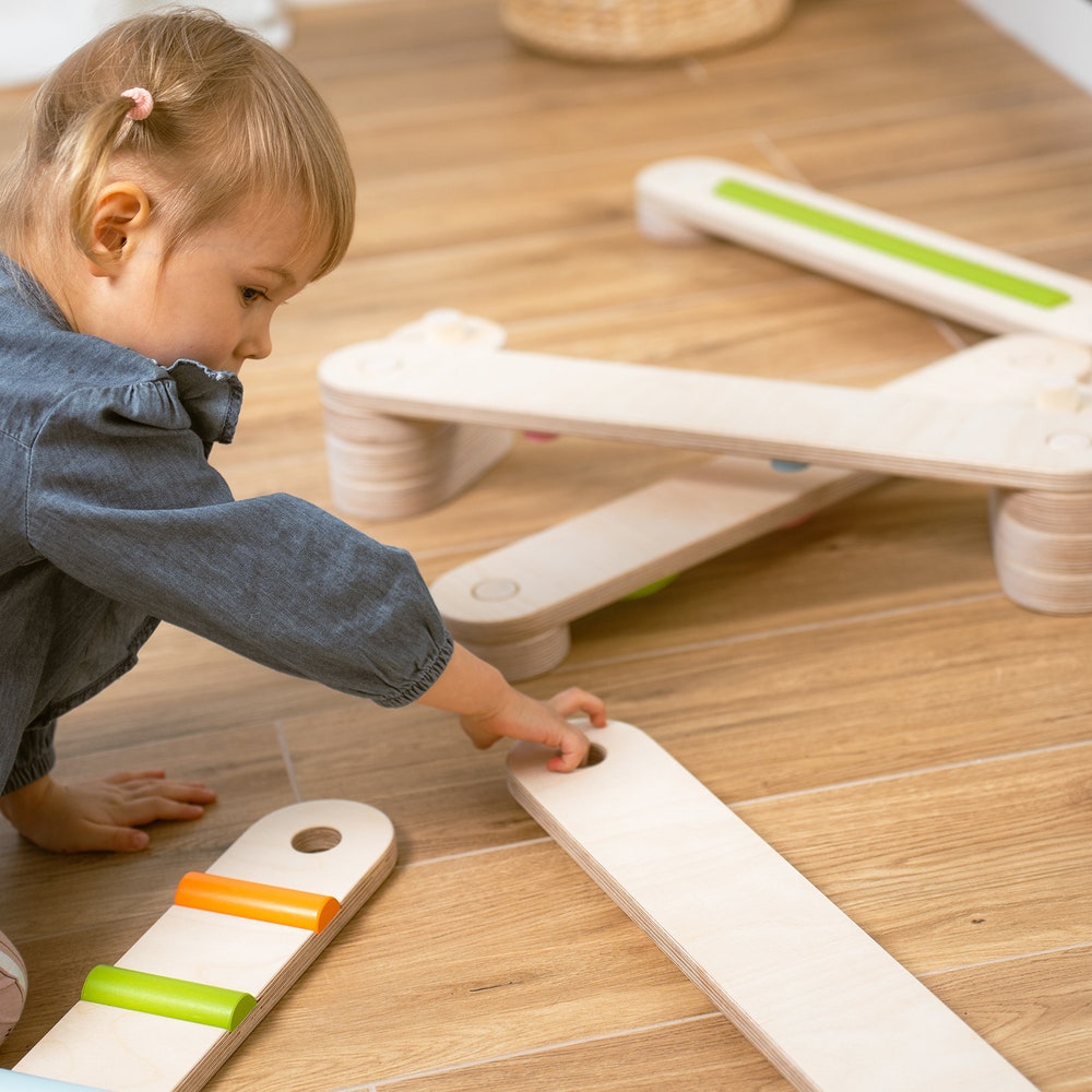 Wooden balance beam set from 6, double-sided balance beams, balance toy, Montessori, balance path, gymnastic beam, kids balance board