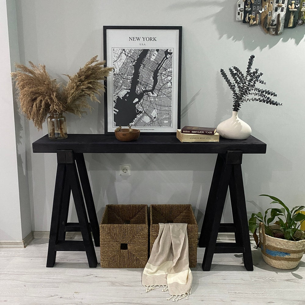 Console/sofa/Entrway table Rustic custom reclaimed Wood/Wooden/Solid/Live edge/slab luxury end/side/foyer/entry/kitchen/coffee/sehpa/ table