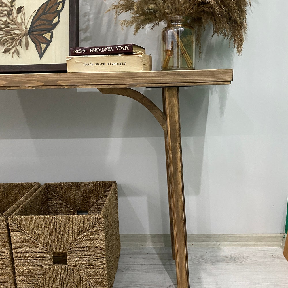 Console/sofa/Entrway table Rustic custom reclaimed Wood/Wooden/Solid/Live edge/slab luxury end/side/foyer/entry/kitchen/coffee/sehpa/ table