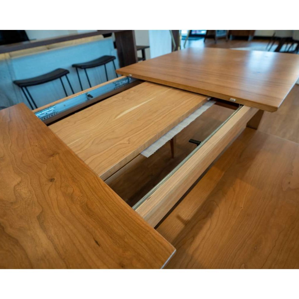 Cherry Extension Dining Table, Custom Center Extendable Solid Wood Table, Handcrafted Solid Wood Dining Table