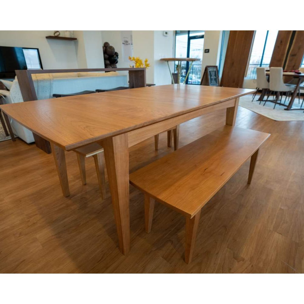 Cherry Extension Dining Table, Custom Center Extendable Solid Wood Table, Handcrafted Solid Wood Dining Table
