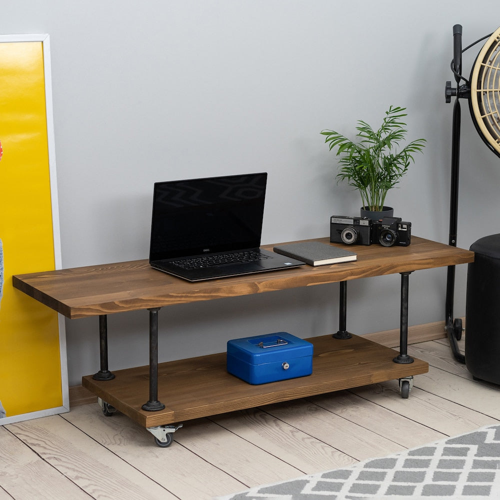 wheel tv stand,Wood and Metal Tv Unit -Mass / Industrial Tv Stand / Loft Tv Console  | media console |  rustic TV stand |