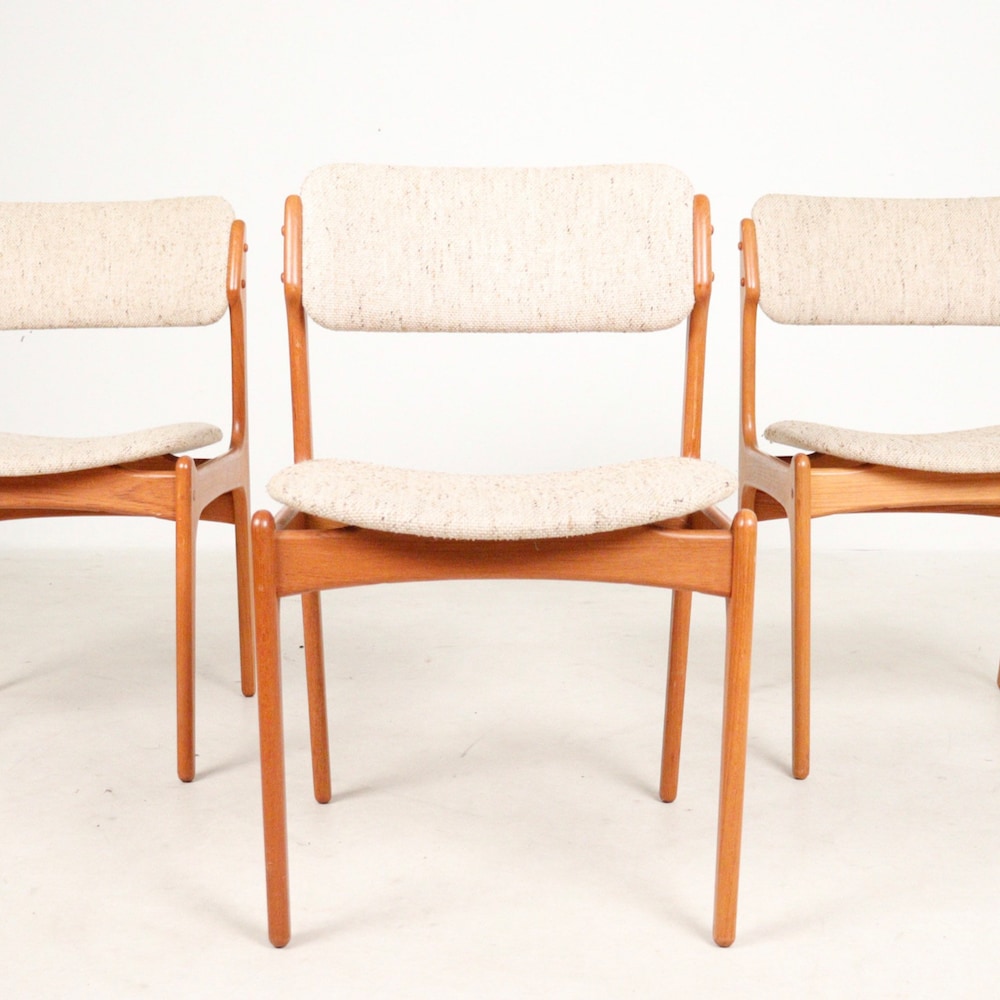 1 of 6 Danish Teak wood Chairs by Erik Buch, 1960s, Midcentury furniture, vintage designer Dining Chair, Boho scandinavian Style